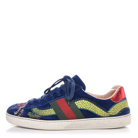 gucci sneakers with dragon|gucci blue velvet dragon shoes.